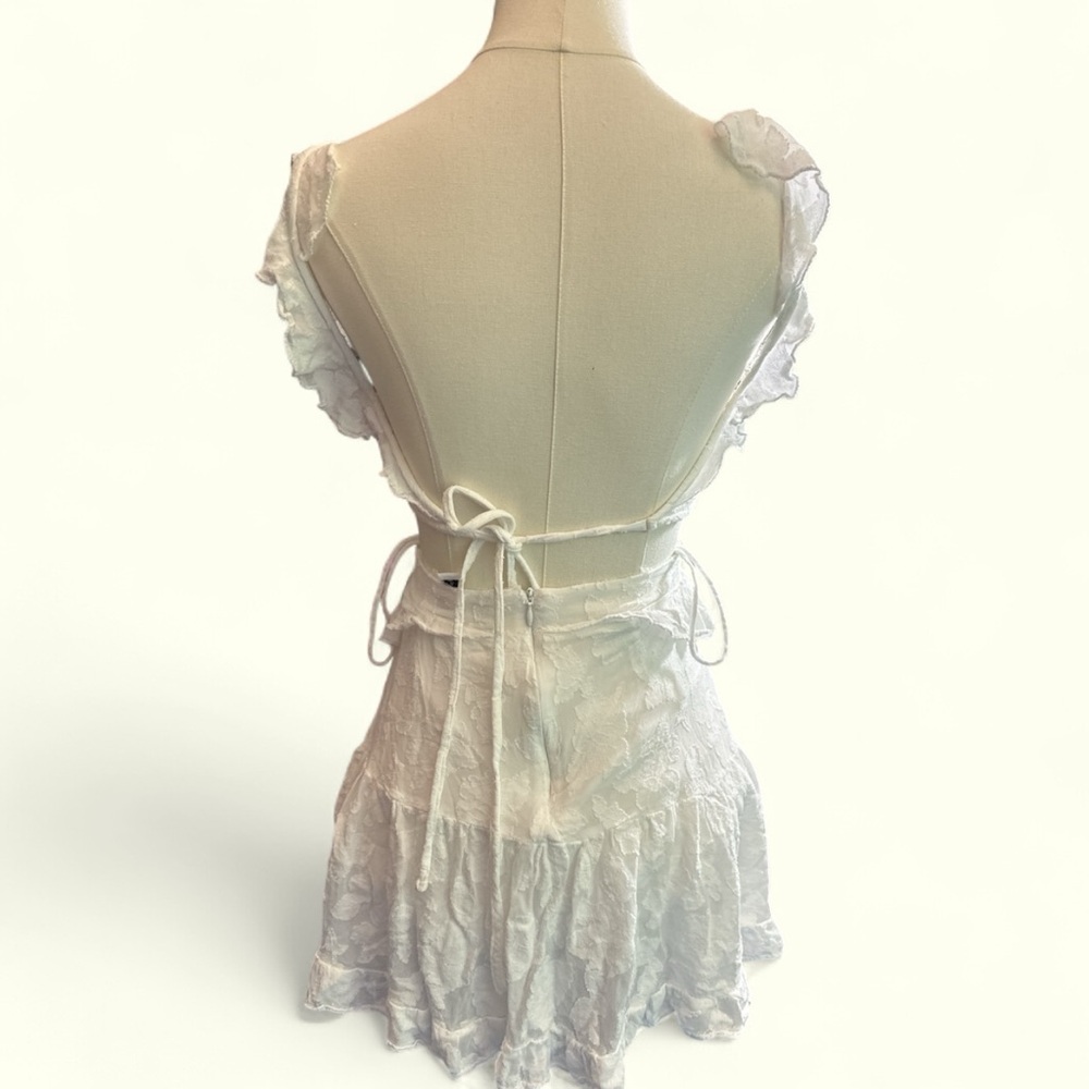 Karina Grimaldi, Jacquard Marigold White Mini Dress, Size XS | 1665 - Picture 4 of 7